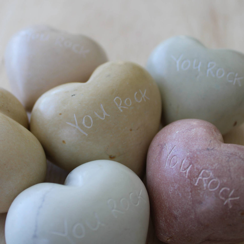 You Rock Hearts Natural Stone