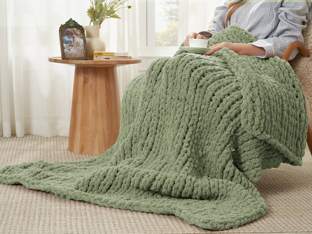 Handmade Chunky Knit Cable Knitted Crochet Blanket