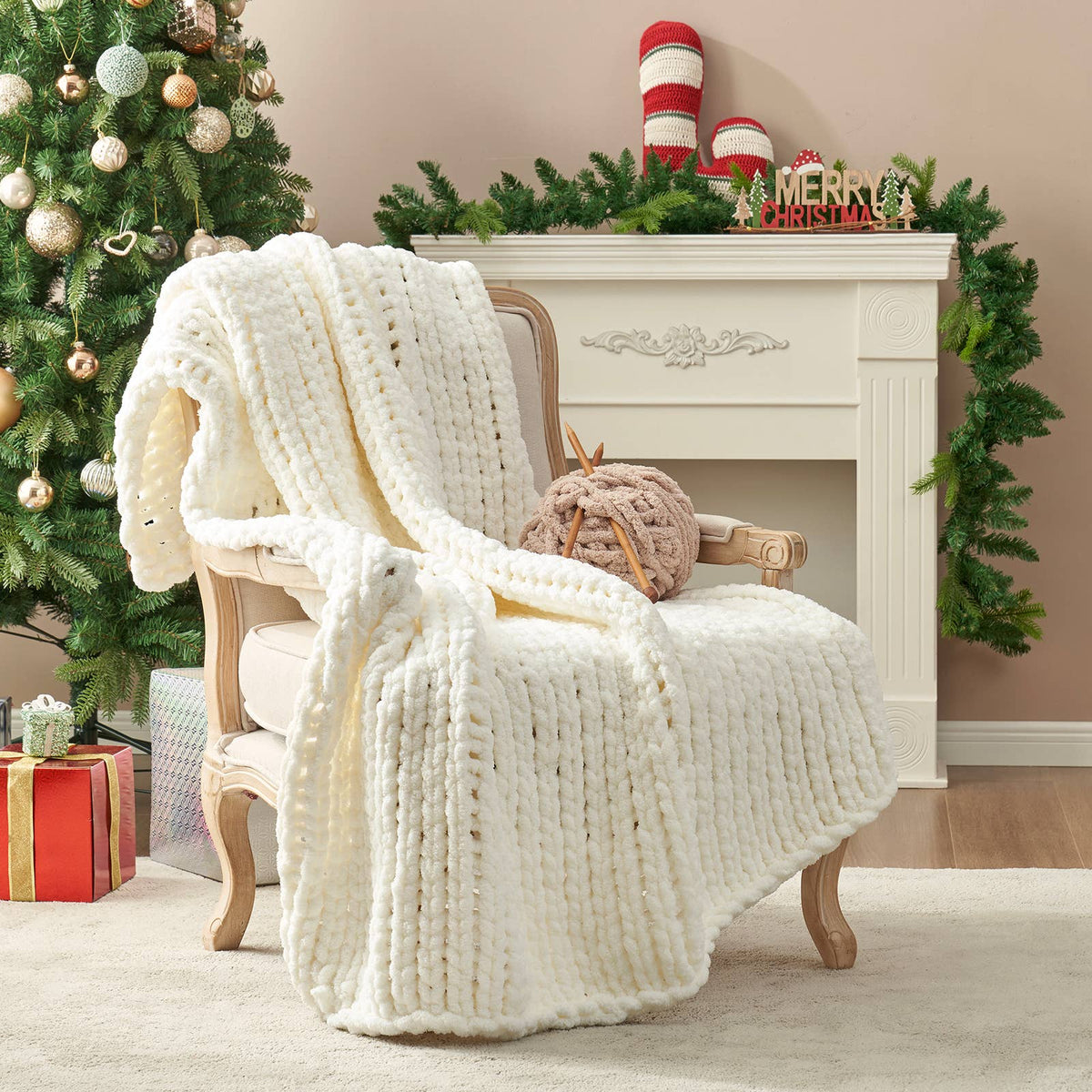 Handmade Chunky Knit Cable Knitted Crochet Blanket