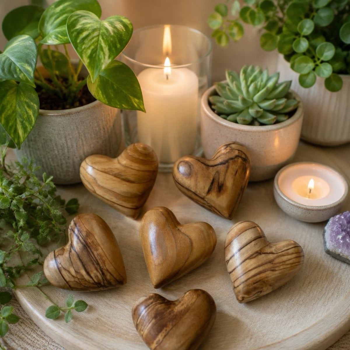 Olive Wood Hearts