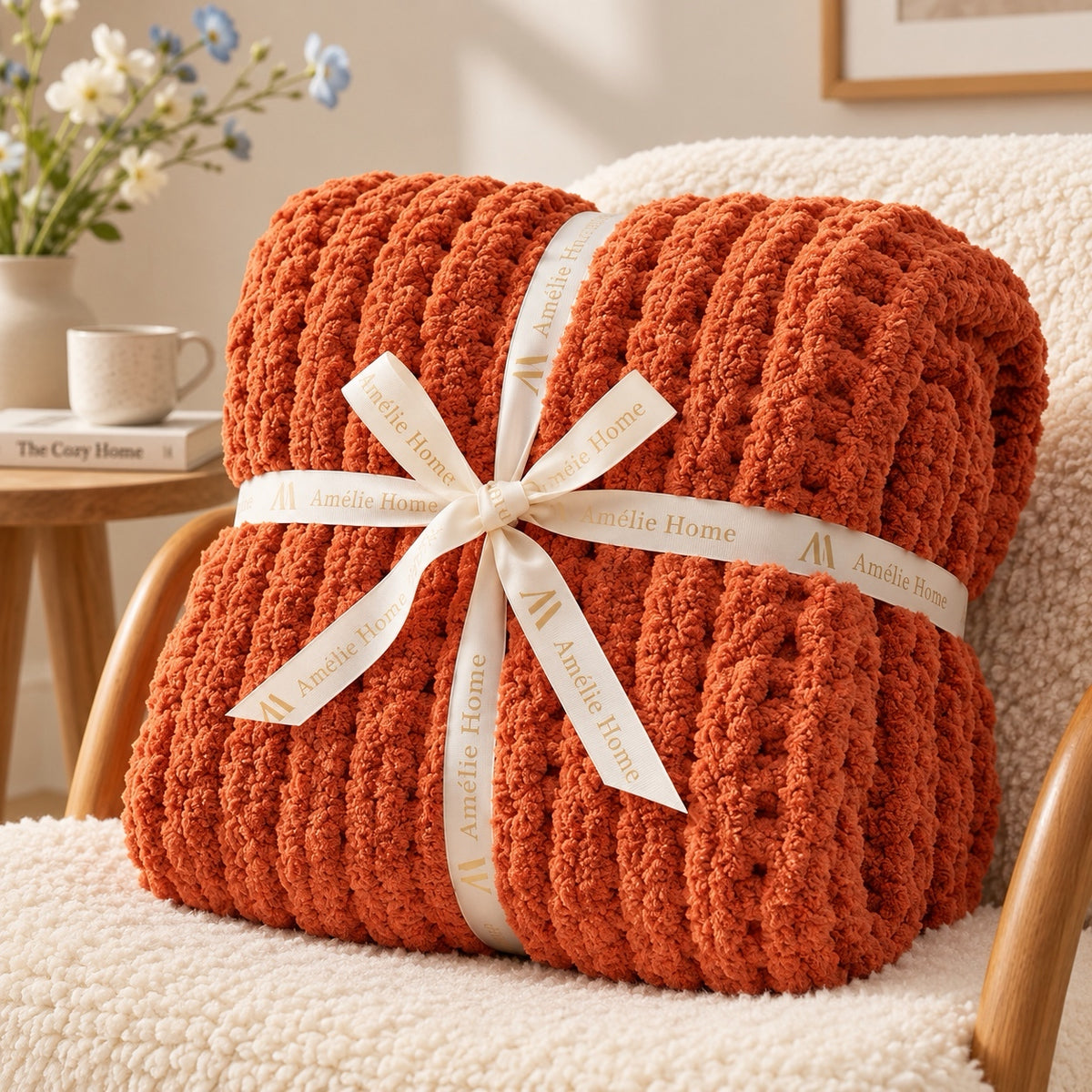 Handmade Chunky Knit Cable Knitted Crochet Blanket