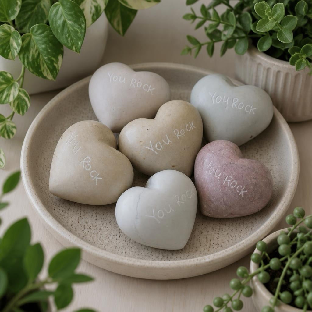 You Rock Hearts Natural Stone